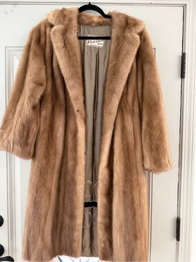 Vintage Tan Mink Fur Trench Coat